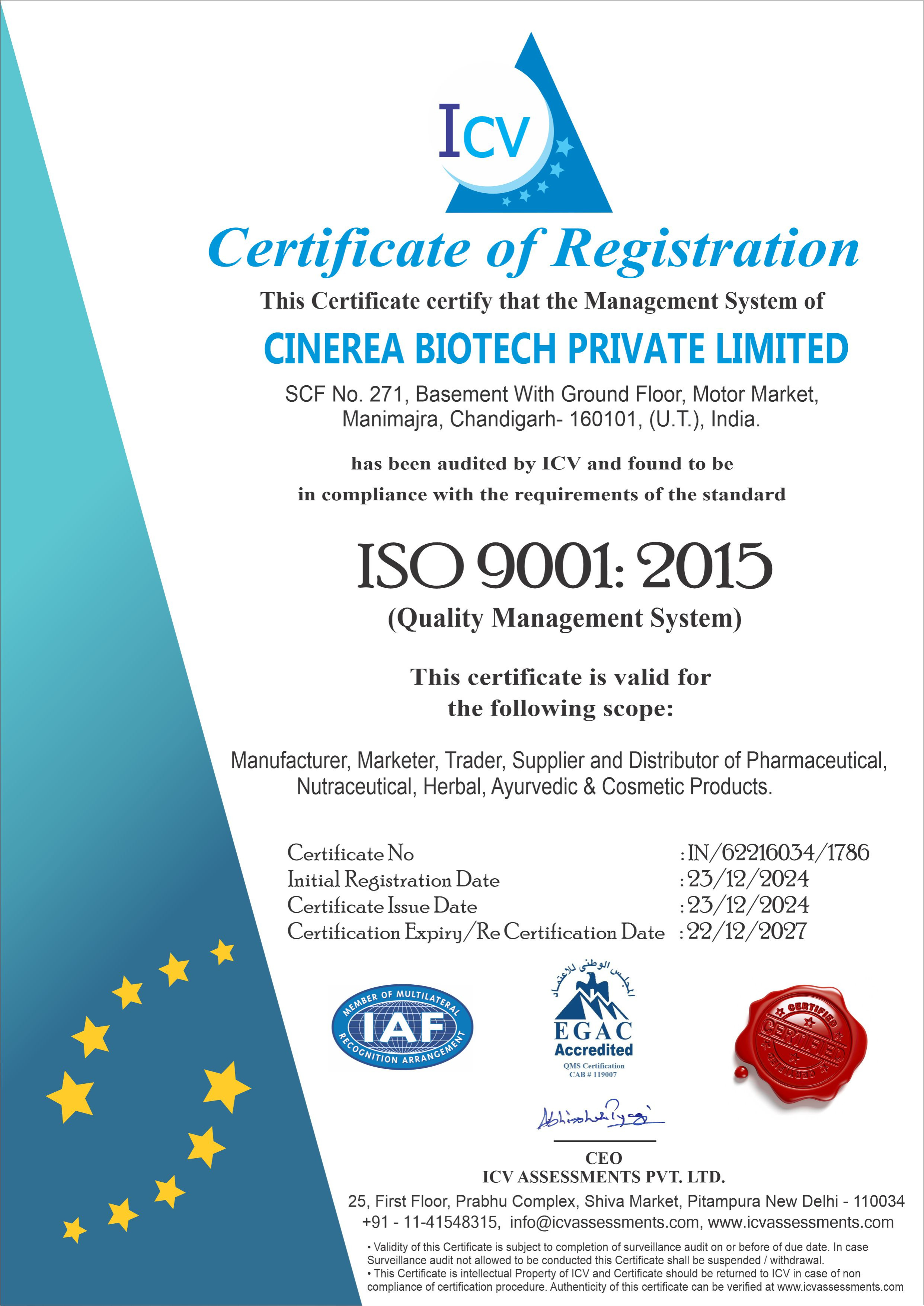 ISO FINAL CERTIFICATE 9001 ICV