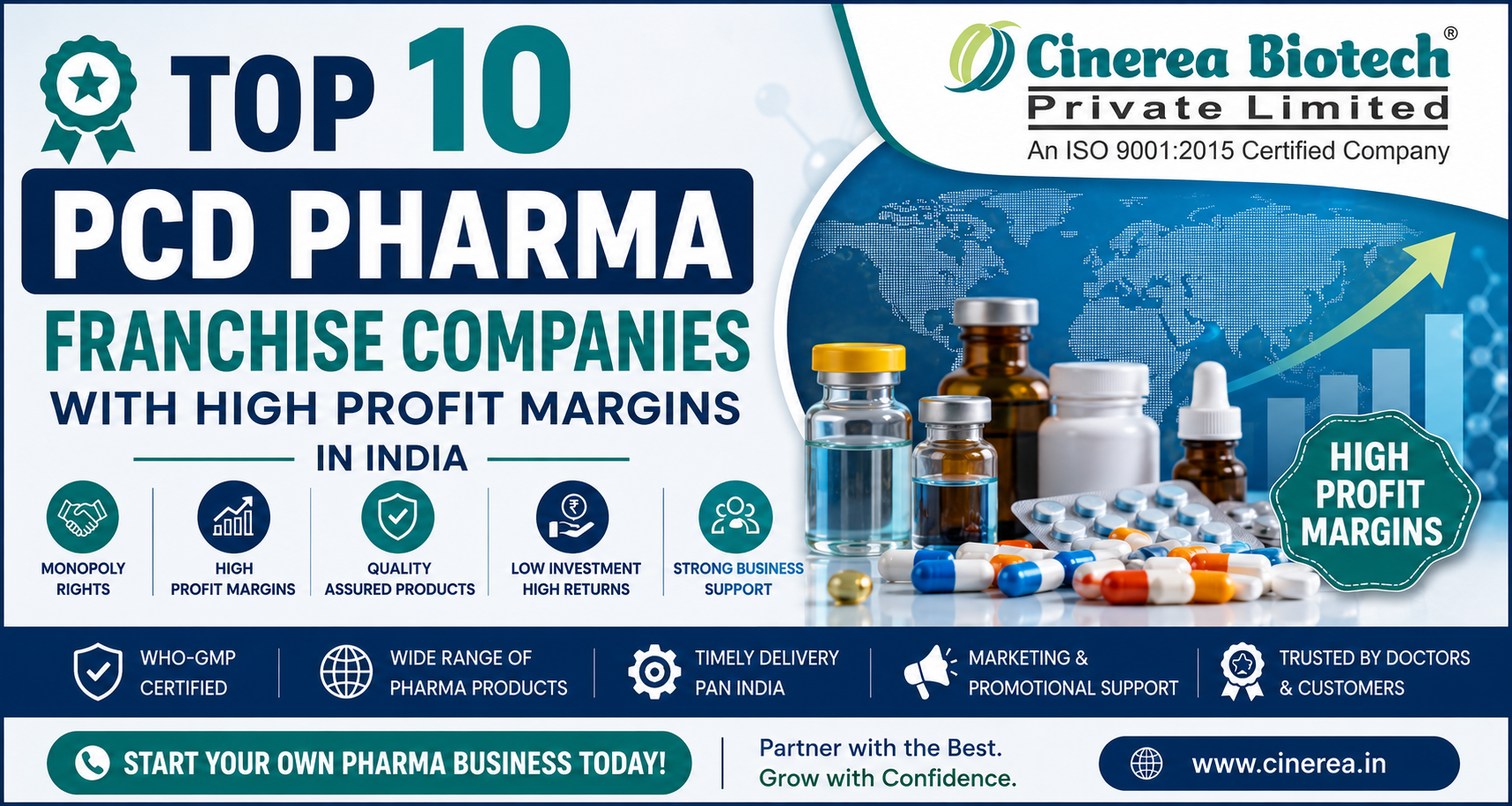Top 10 PCD Pharma Franchise Companies with High Profit Margins in India
